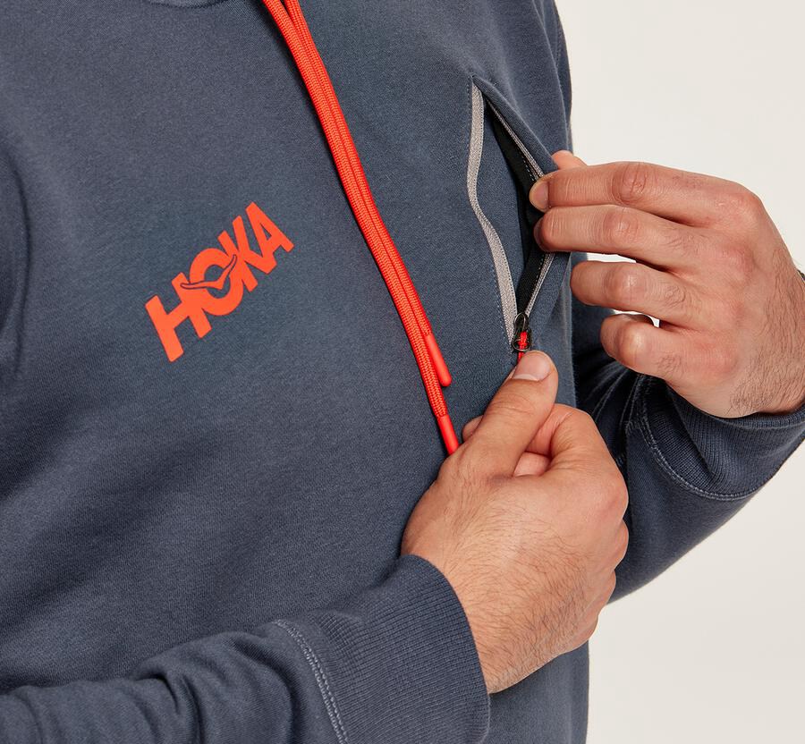 Hoka One One Mens Hoodie - Performance - Blue - KBUI16325